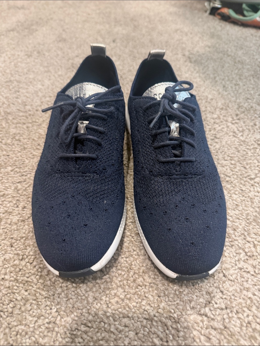 Cole Haan Womens Navy Knit Casual Lace-Up Sneakers
